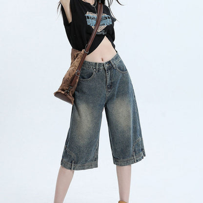 Retro High Waist Denim Shorts