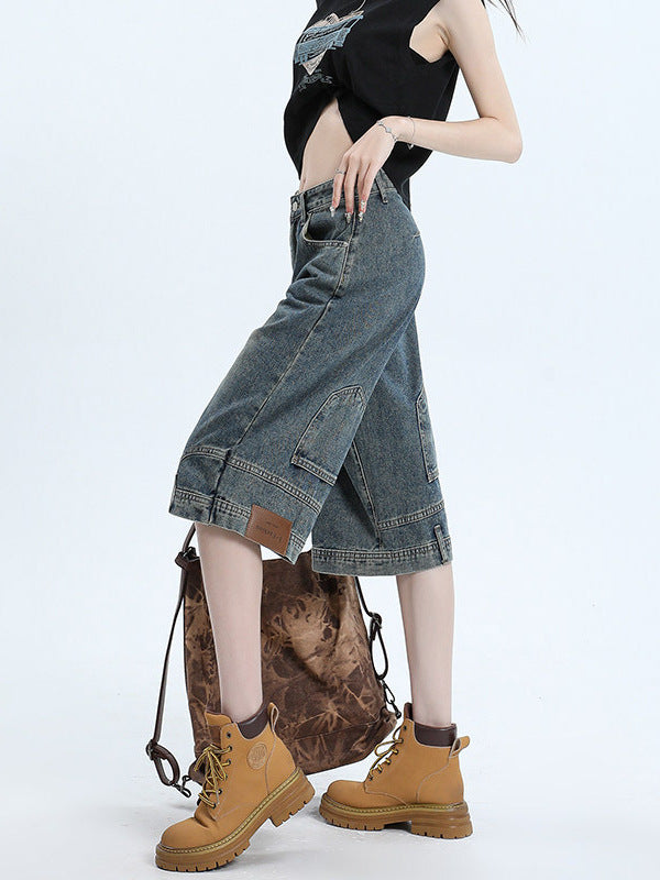 Retro High Waist Denim Shorts