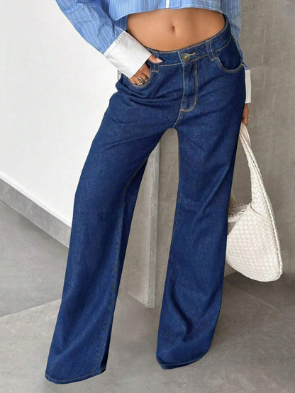 Retro High Waist Straight Leg Jeans