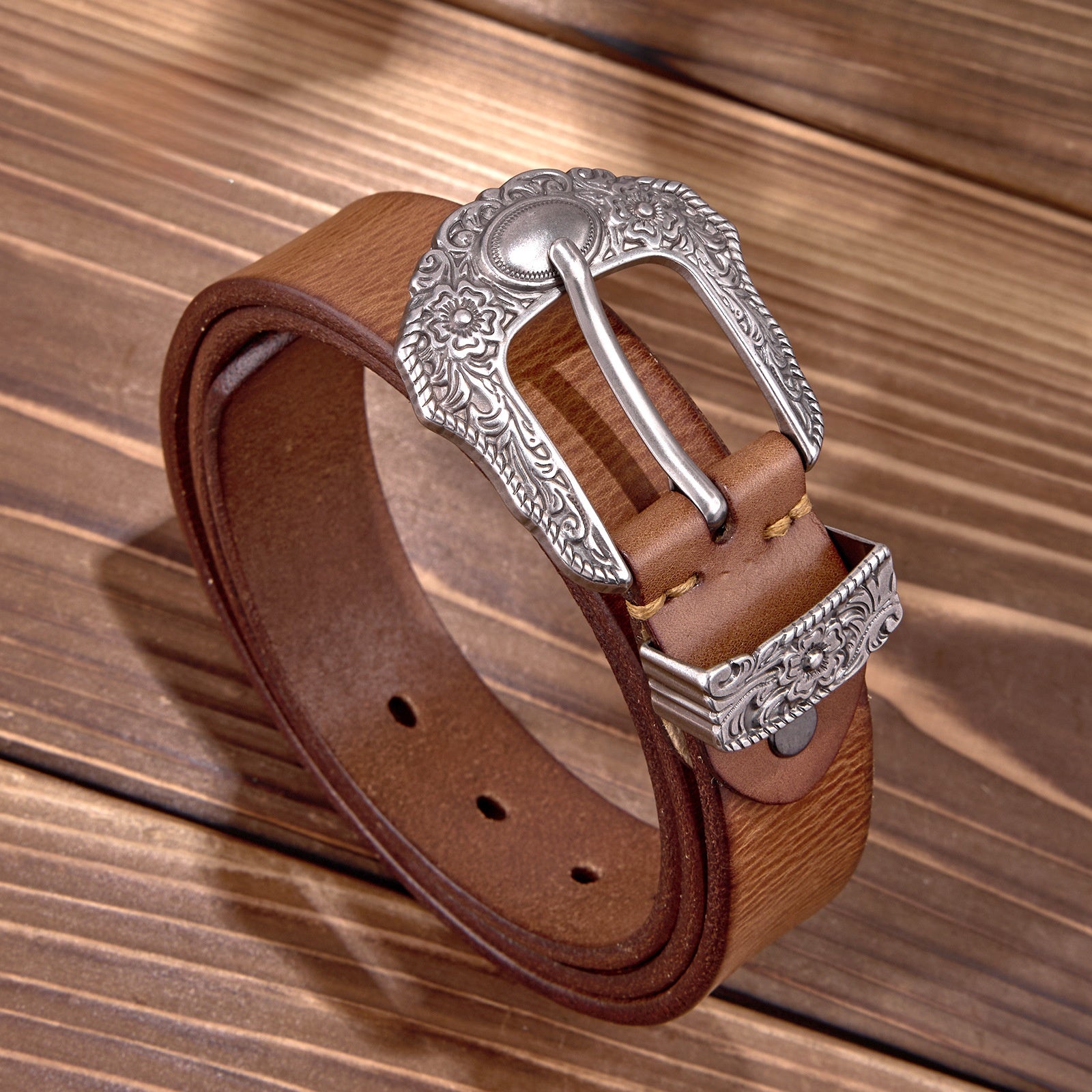 Retro Hip-Hop Genuine Leather Belt with Alloy Buckle