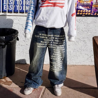 Retro hip-hop street washed jeans