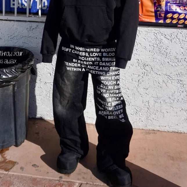 Retro hip-hop street washed jeans