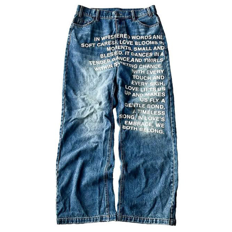 Retro hip-hop street washed jeans
