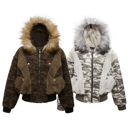 Retro Hooded Camouflage Cotton Jacket