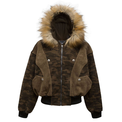 Retro Hooded Camouflage Cotton Jacket