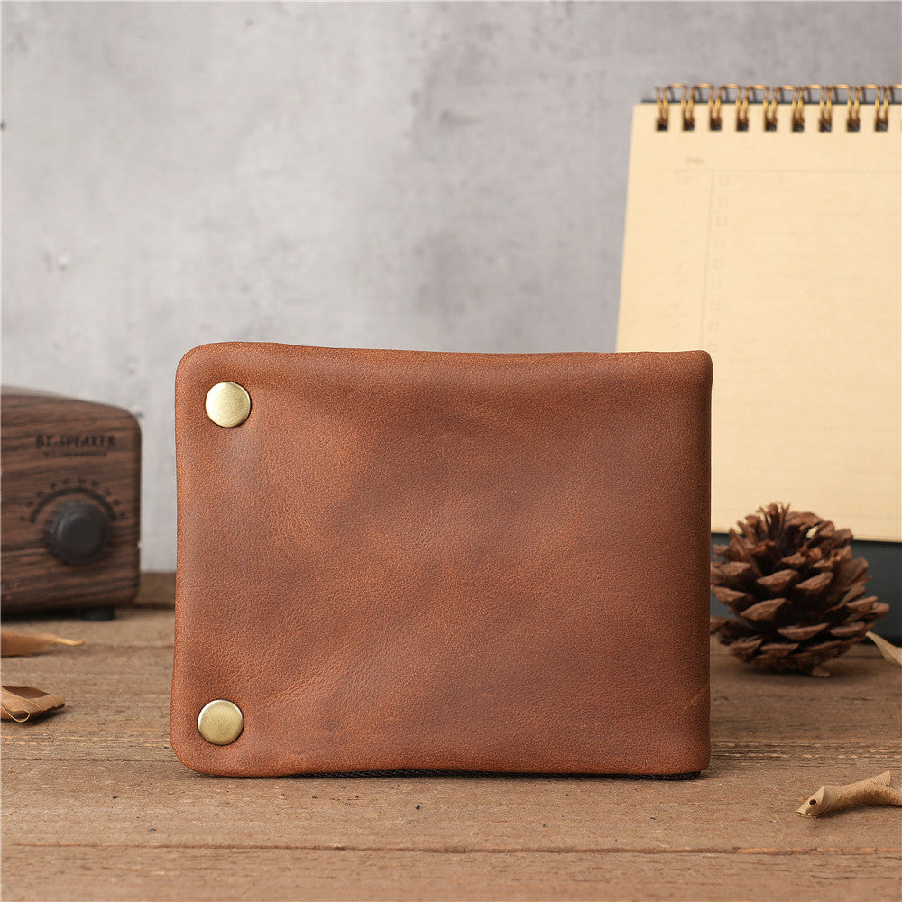 Retro horizontal zipper men's wallet