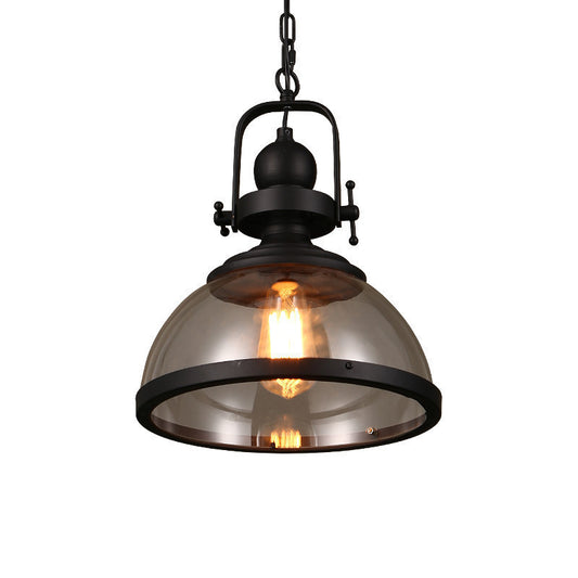 Retro Industrial Glass Chandelier with Iron Frame