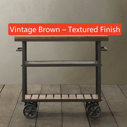 Retro Industrial Storage Cart with Wheels