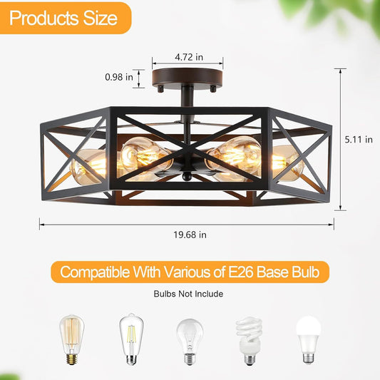 Retro industrial-style balcony entrance ceiling lamp