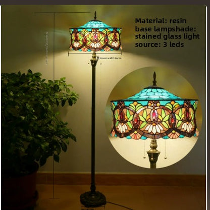 Retro Iron Art Glass Floor Lamp