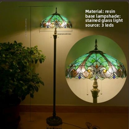 Retro Iron Art Glass Floor Lamp
