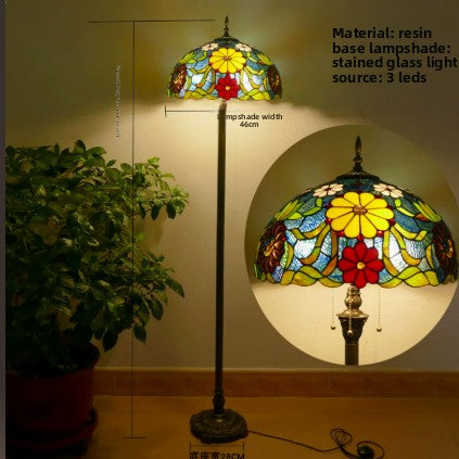 Retro Iron Art Glass Floor Lamp