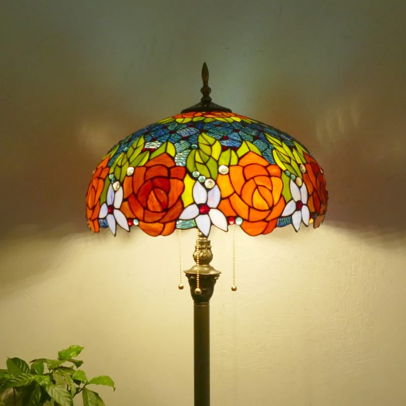 Retro Iron Art Glass Floor Lamp