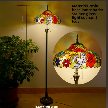 Retro Iron Art Glass Floor Lamp