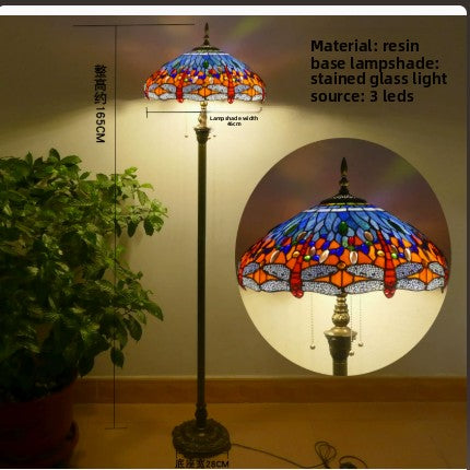 Retro Iron Art Glass Floor Lamp