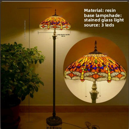 Retro Iron Art Glass Floor Lamp
