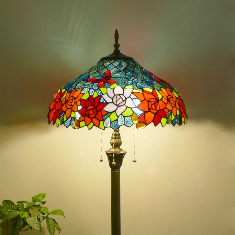 Retro Iron Art Glass Floor Lamp