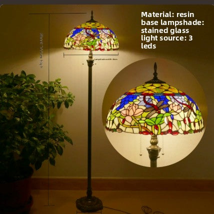 Retro Iron Art Glass Floor Lamp