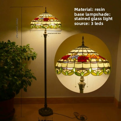 Retro Iron Art Glass Floor Lamp