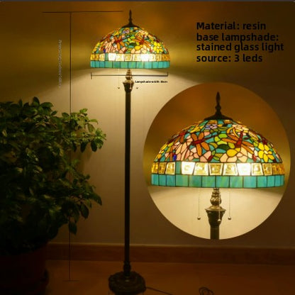 Retro Iron Art Glass Floor Lamp