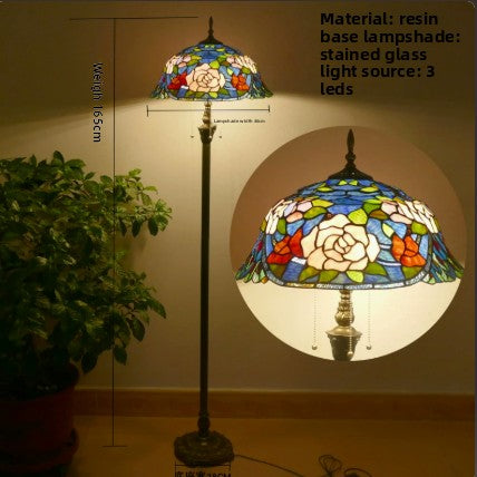 Retro Iron Art Glass Floor Lamp