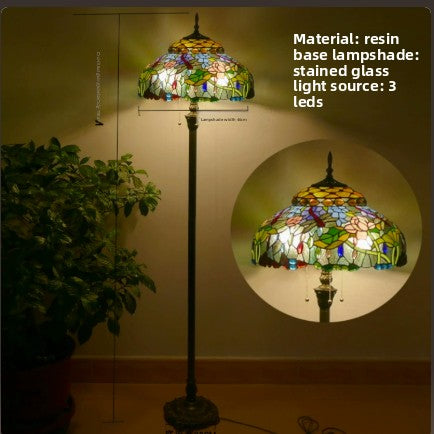 Retro Iron Art Glass Floor Lamp