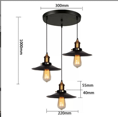 Retro Iron Three-Head Pendant Light