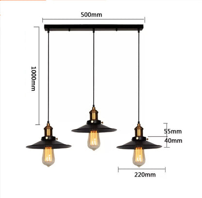 Retro Iron Three-Head Pendant Light