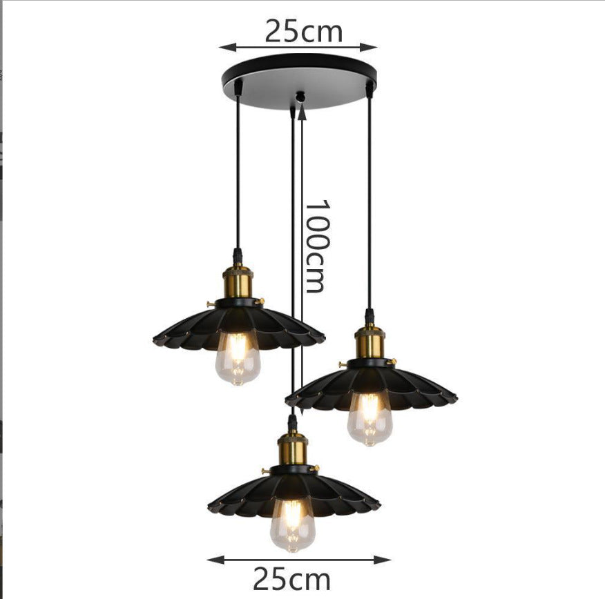 Retro Iron Three-Head Pendant Light
