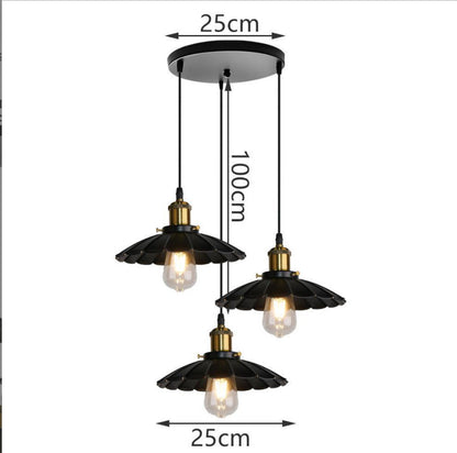 Retro Iron Three-Head Pendant Light