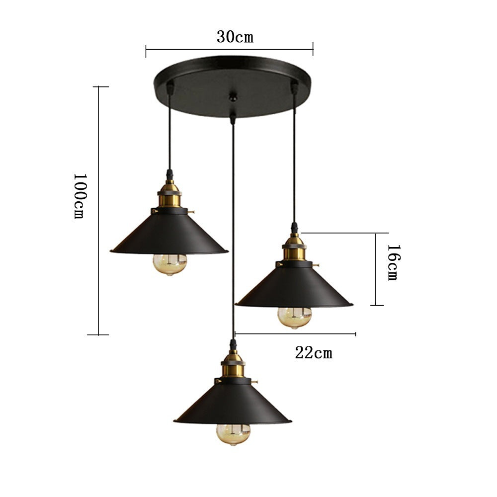 Retro Iron Three-Head Pendant Light