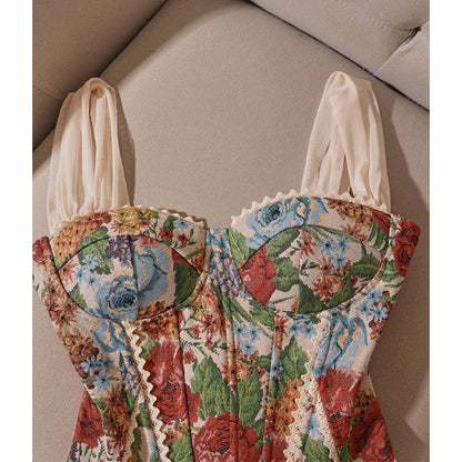 Retro Jacquard Bustier Vest