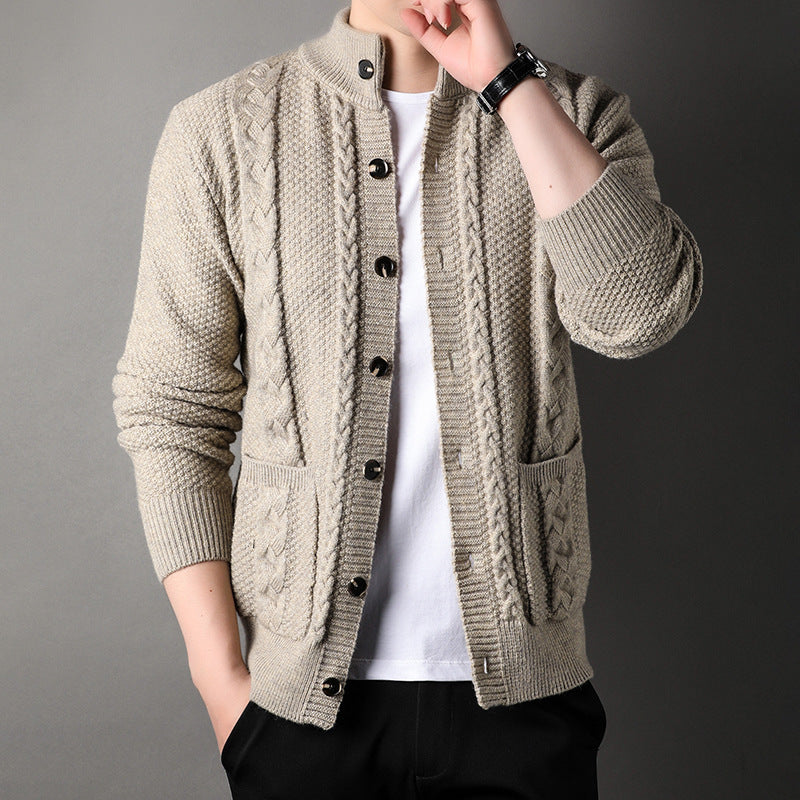 Retro jacquard loose-fitting sweater coat