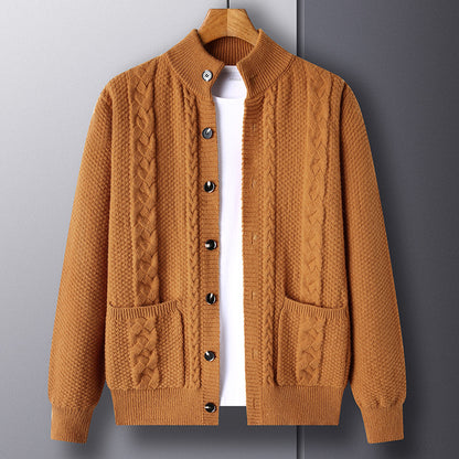 Retro jacquard loose-fitting sweater coat