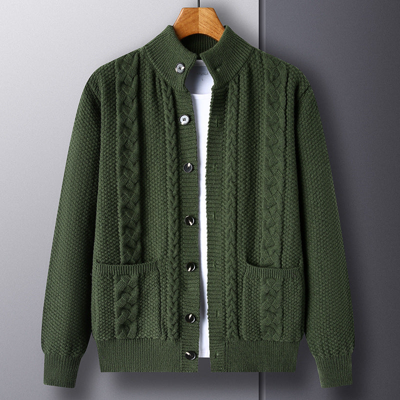 Retro jacquard loose-fitting sweater coat