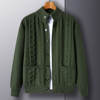 Retro jacquard loose-fitting sweater coat