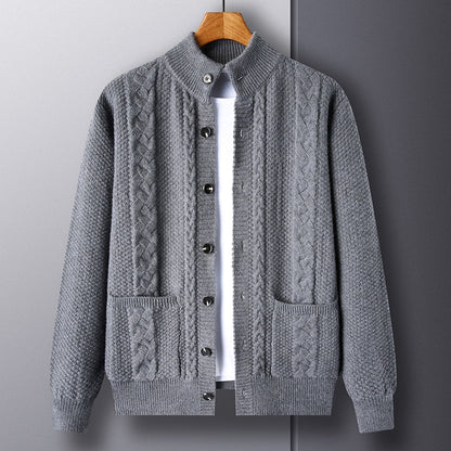 Retro jacquard loose-fitting sweater coat