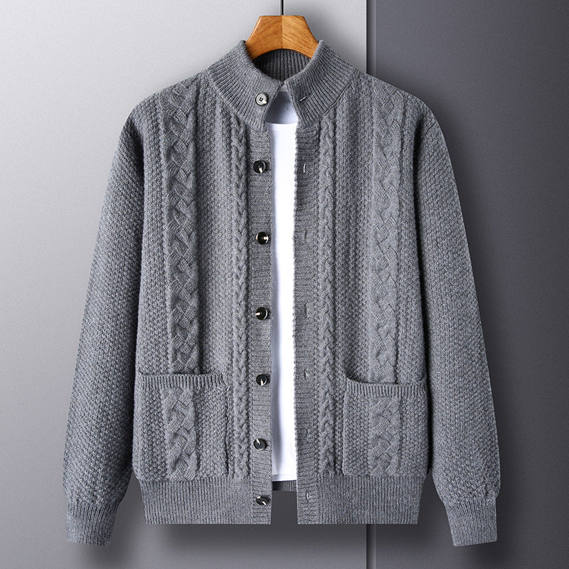 Retro jacquard loose-fitting sweater coat