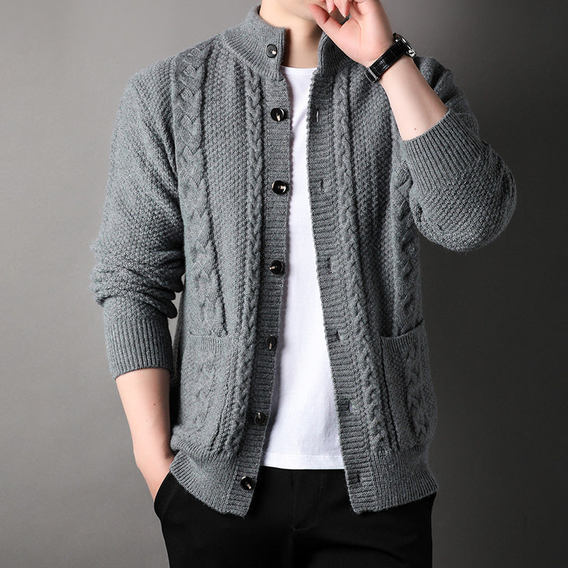 Retro jacquard loose-fitting sweater coat