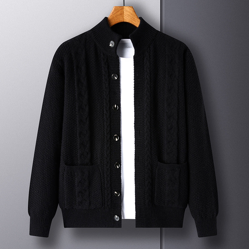 Retro jacquard loose-fitting sweater coat
