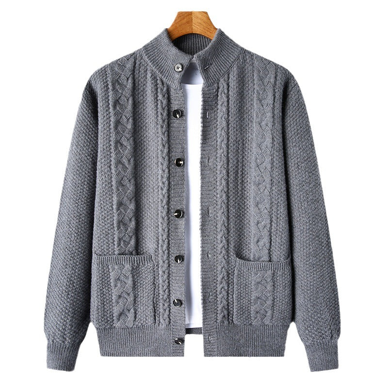 Retro jacquard loose-fitting sweater coat