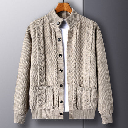 Retro jacquard loose-fitting sweater coat