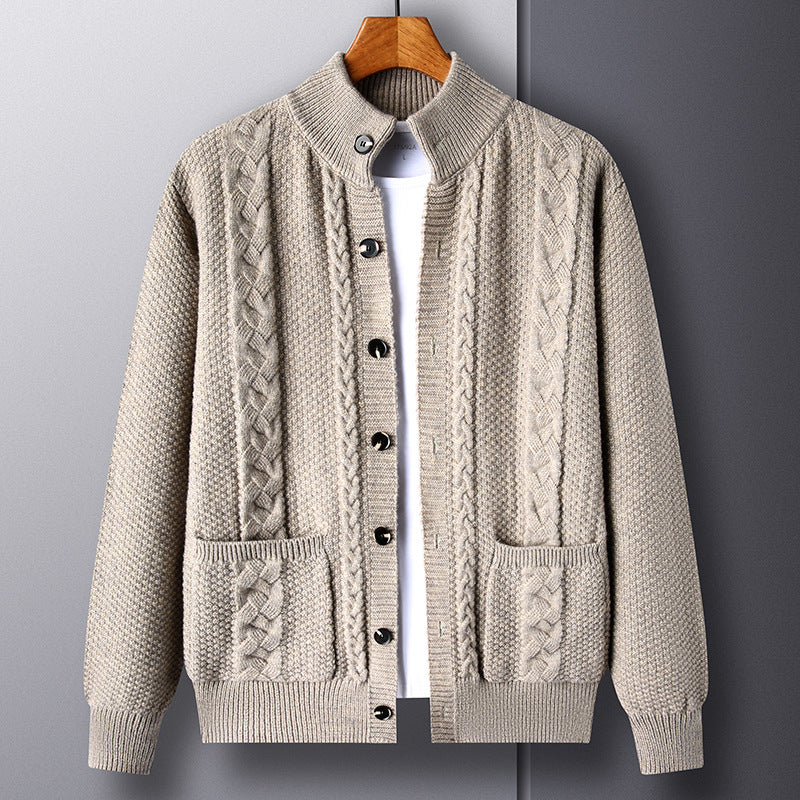 Retro jacquard loose-fitting sweater coat