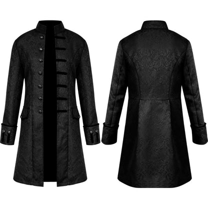 Retro Jacquard Men's Dance Suit with Stand Collar
