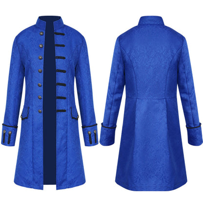 Retro Jacquard Men's Dance Suit with Stand Collar