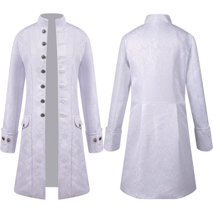 Retro Jacquard Men's Dance Suit with Stand Collar