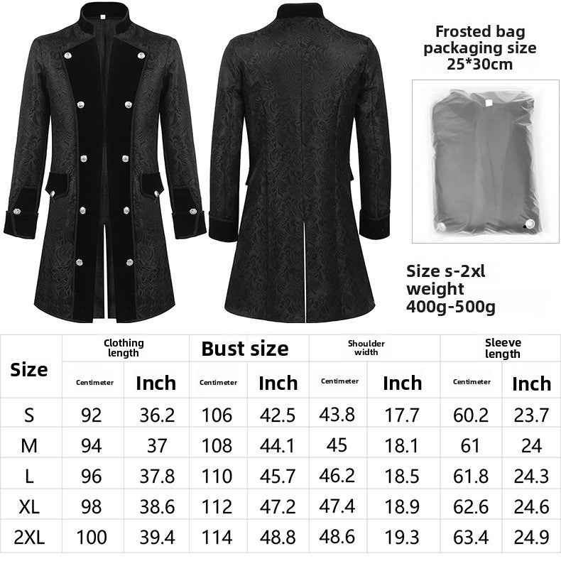 Retro Jacquard Men's Dance Suit with Stand Collar