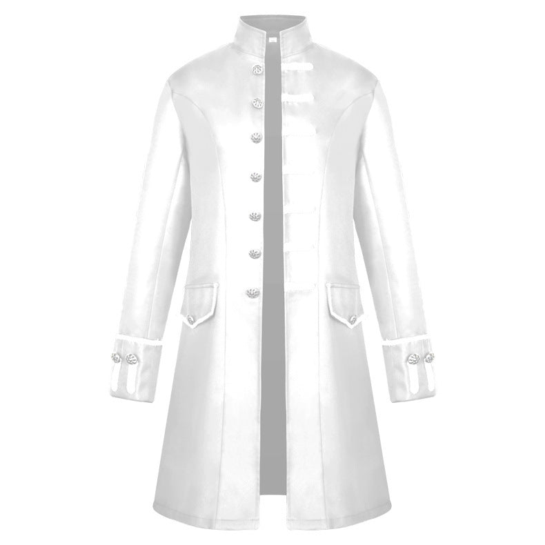 Retro Jacquard Men's Dance Suit with Stand Collar
