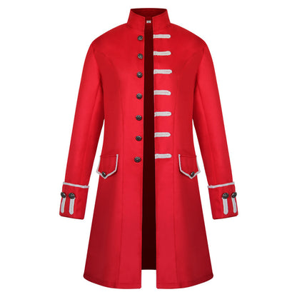 Retro Jacquard Men's Dance Suit with Stand Collar