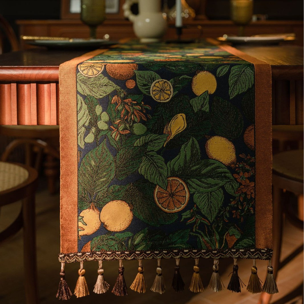 Retro Jacquard Table Cloth with Decorative Tassels